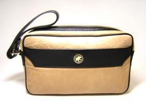  ハンティングワールド BATTUE LEATHER　セカンドバッグ（ベージュ×ブラック） MainPhoto