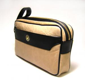 No.2 BATTUE LEATHER　セカンドバッグ（ベージュ×ブラック）