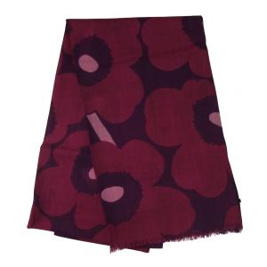 マリメッコ スカーフ ストール ウール Fiore Unikko フィオーレ ウニッコ 花柄 ダークレッド