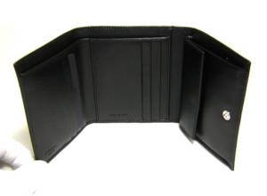 No.4 サフィアノレザー　三つ折財布（ブラック）