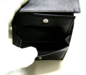 No.5 サフィアノレザー　三つ折財布（ブラック）