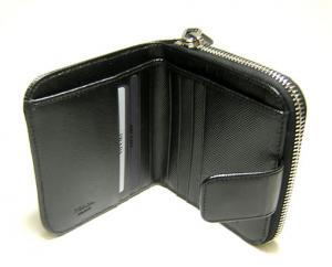 No.4 サフィアノレザー　ラウンドファスナー財布（ブラック）