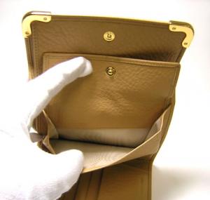 No.5 レザー　三つ折財布（キャメルベージュ）