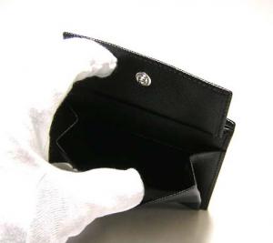 No.6 サフィアノレザー　二つ折財布（ブラック）