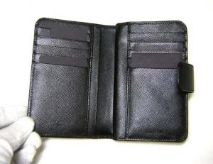 No.3 サフィアノレザー　二つ折財布（ブラック）