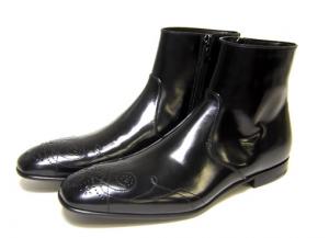 プラダ　レザーブーツ　黒　25cm ☆PRADA☆プラダ モノリス レザーxナイロンファブリック ブーツ