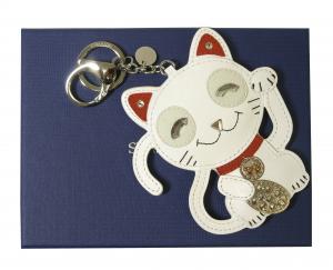 スワロフスキー バッグチャーム キーホルダー キーリング  Cat 招き猫 ネコ