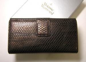 No.2 二つ折Ｗホック長財布（EBURY PITONE／TESTA DI MORO・ダークブラウン）