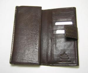 No.3 二つ折Ｗホック長財布（EBURY PITONE／TESTA DI MORO・ダークブラウン）