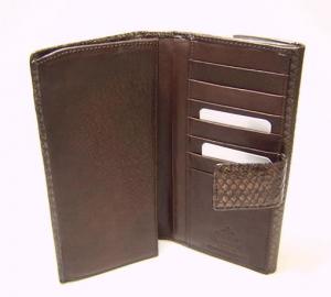 No.4 二つ折Ｗホック長財布（EBURY PITONE／TESTA DI MORO・ダークブラウン）