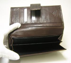 No.5 二つ折Ｗホック長財布（EBURY PITONE／TESTA DI MORO・ダークブラウン）