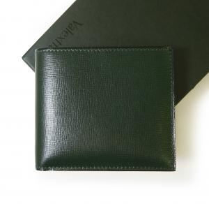 Valextra 二つ折り財布 グリーン レザー 希少カラー 高級感 イタリア製 ヴァレクストラ Valextra 二つ折り財布 レザー ダークグリーン